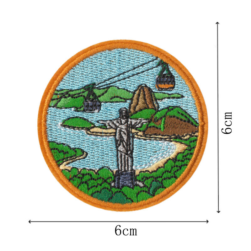 Wholesale World City Landmarks Iron On Embroidered Patches 9 Piece Set DIY Craft Supply Decorative For Clothes Backpack Journal Towel Fashion Accessory Gift