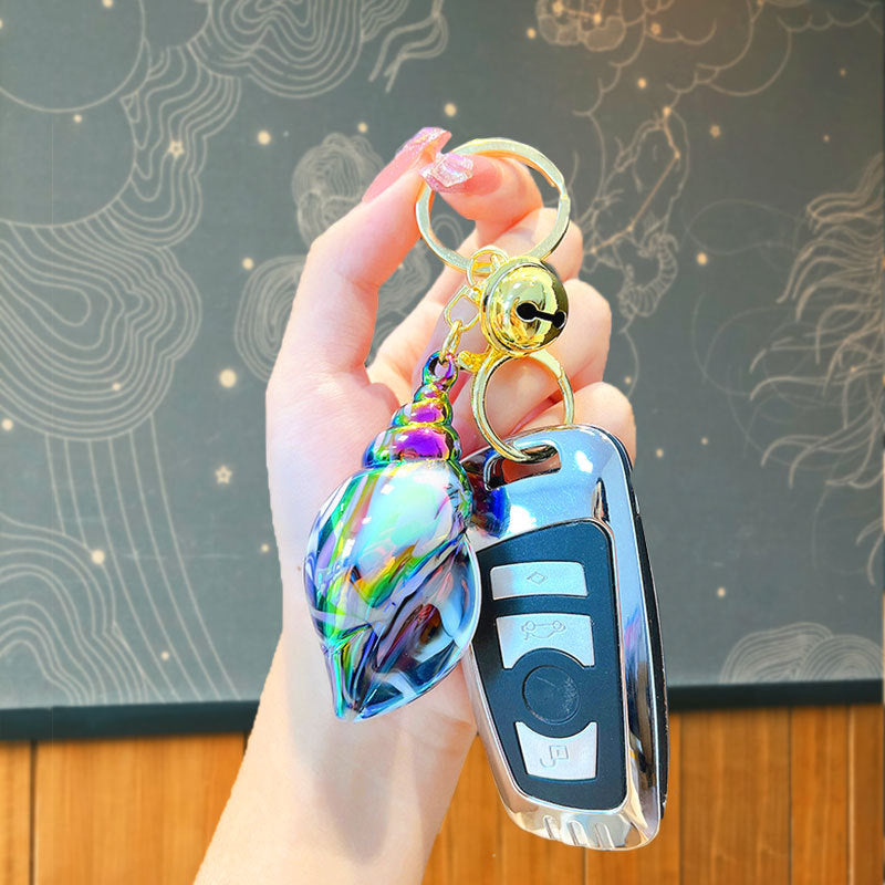 Wholesale Acrylic colorful electroplating conch keychain