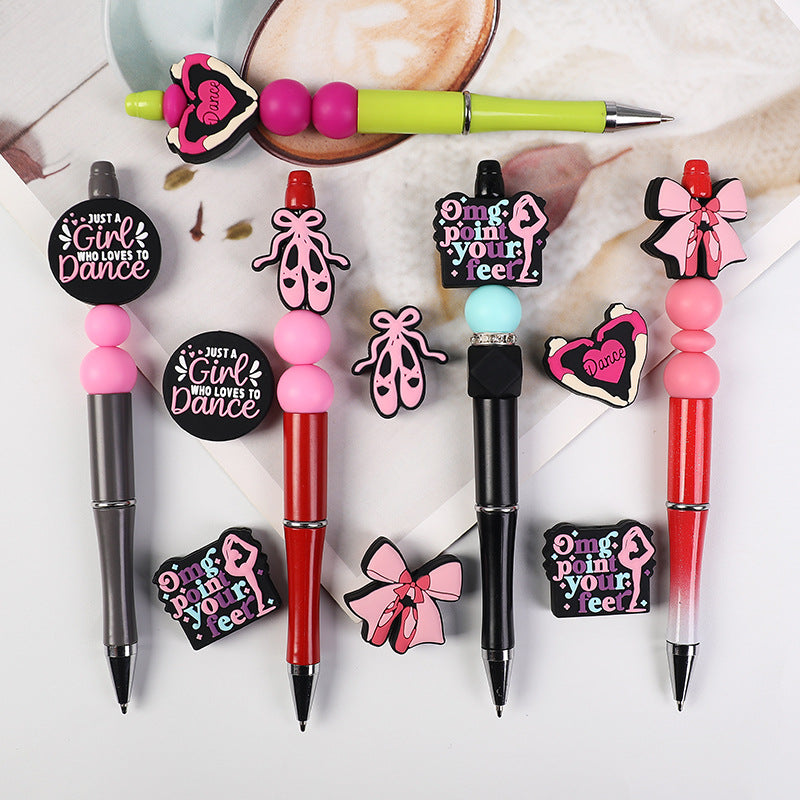 Wholesale  20pcs/pack Pink ballet silicone Focal Beads