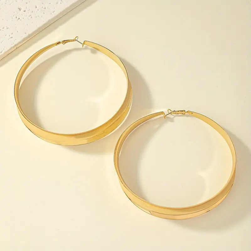 Wholesale Gold circle shape vintage plain hoop flat earrings