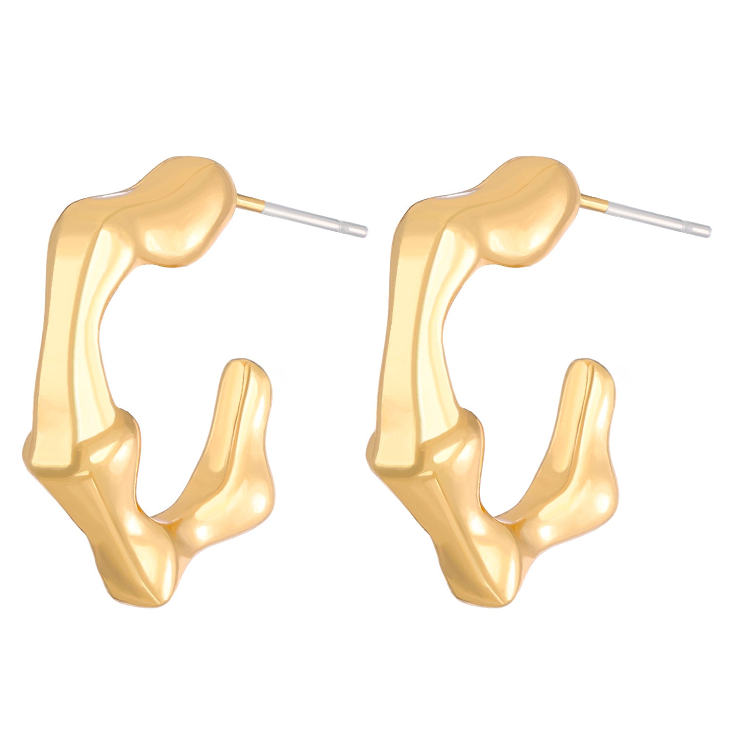 Wholesale Geometric Ring C-shaped Bamboo Irregular Alloy Earrings