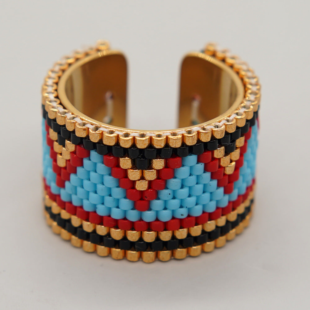 Wholesale Miyuki Rice Beads Hand Woven Stainless Steel Ring