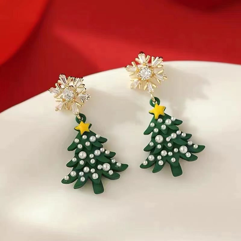 Wholesale Christmas Earrings Green Stud Earrings