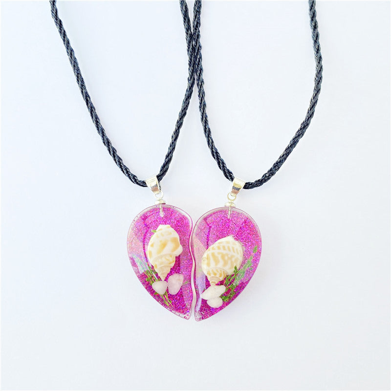 Wholesale 6pcs Creative Real Starfish Conch Pendant Necklace