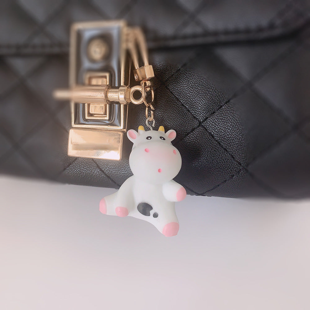 Resina al por mayor llavero de vaca linda