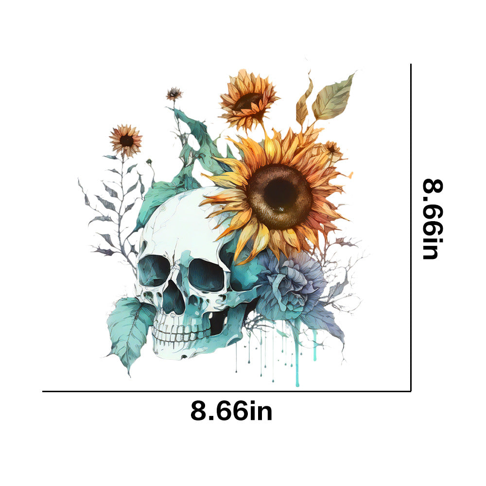 Wholesale 10pcs Colorful Flower Skull UV DTF Ready to Press Transfers Wraps