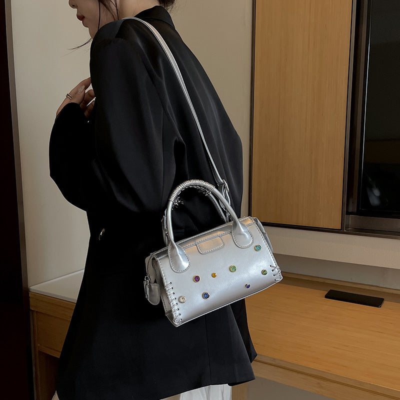 Wholesale PU Colored Diamond Small Square Bags