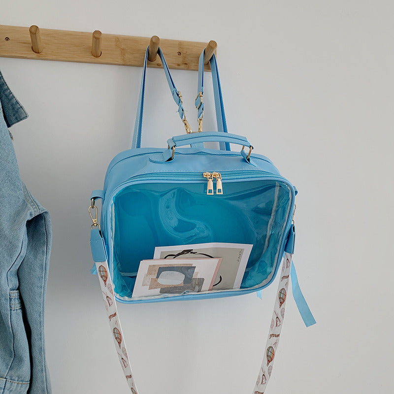 Mochila de bolsa de mensajero transparente de color caramelo de PVC al por mayor