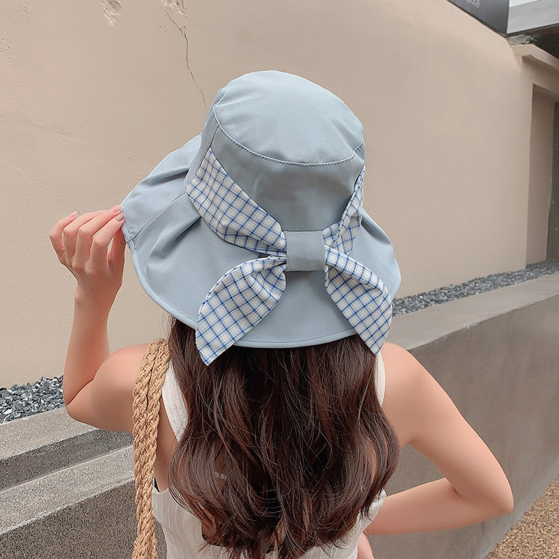 Wholesale Cotton Summer Sunscreen Bow Bucket Hat