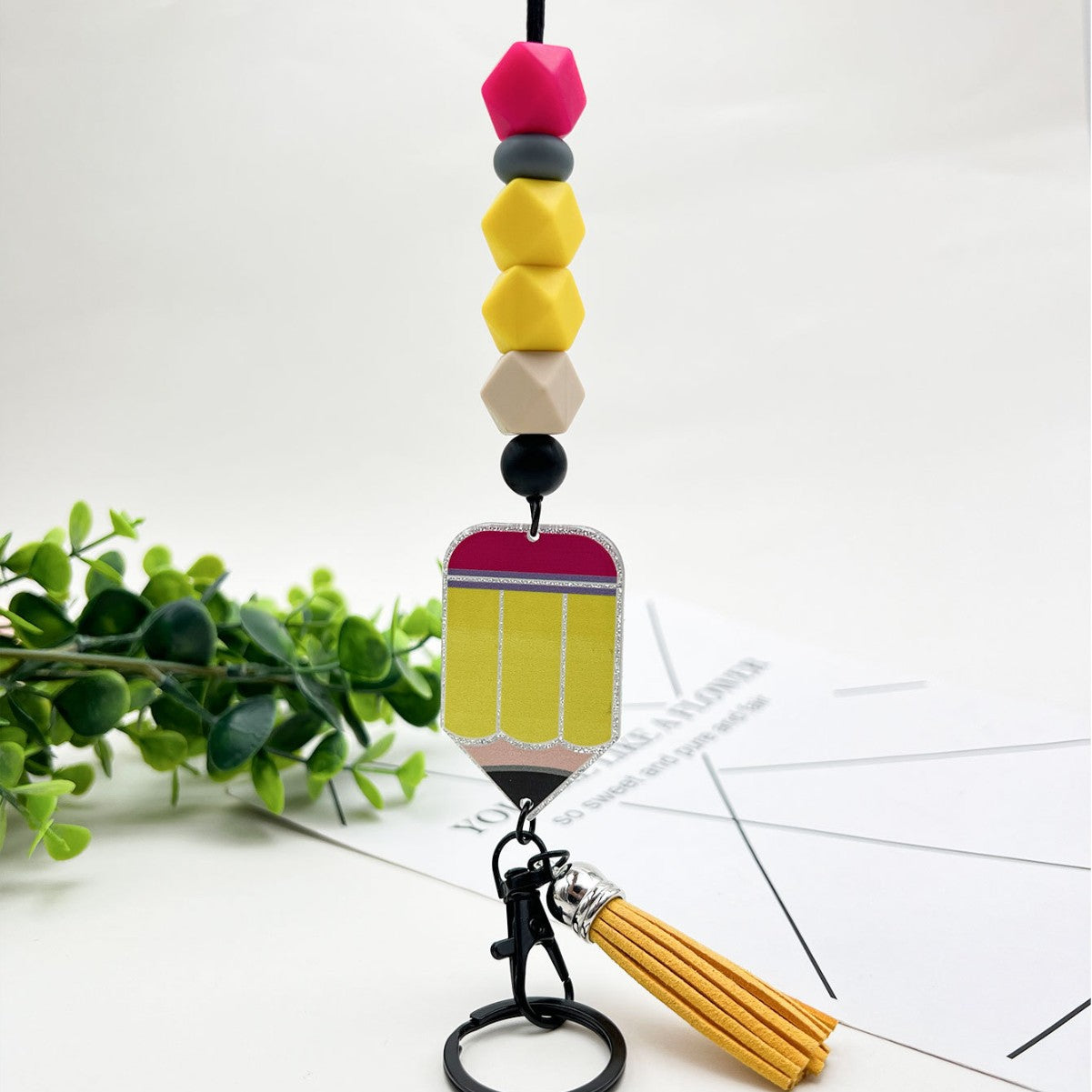 Wholesale Silicone beaded notebook lanyard keychain