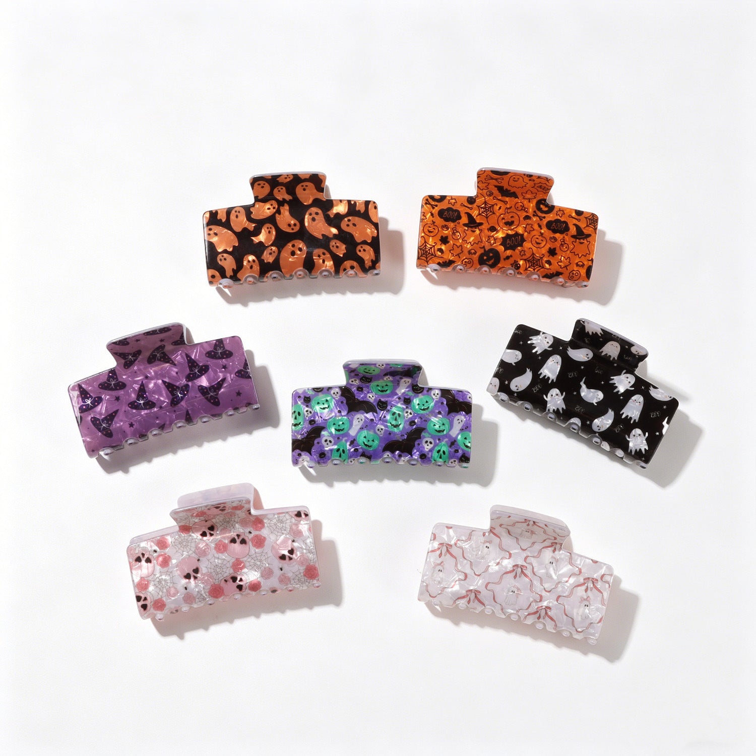 Wholesale  Ghost  Skeleton Print Acrylic Shark Clip For Women Trendy Party Hair Accessory