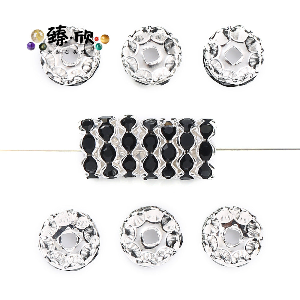 Wholesale 60pcs 12MM Color Wave Rhinestone Diamond Ring Spacer Beads