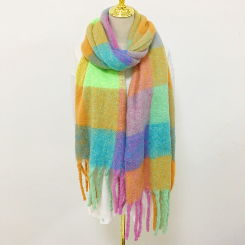 Wholesale Winter Polyester British Ac Rainbow Plaid Scarf