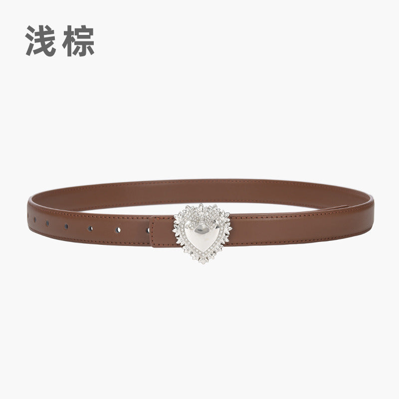 Wholesale Silver Love Buckle Genuine Leather Belt
