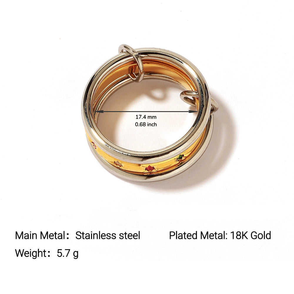 Wholesale Stainless steel ring stacked with diamonds
