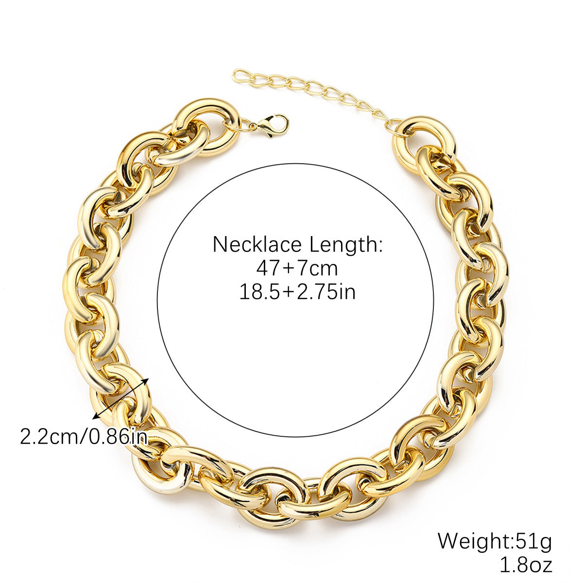 Wholesale Punk Geometric Thick Chain Hip-Hop Necklace Clavicle Chain