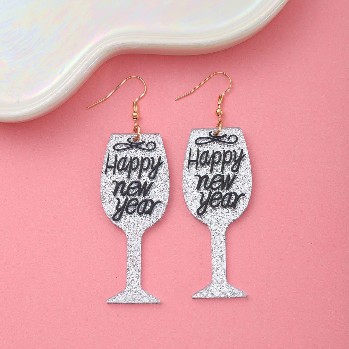 Wholesale Letter glitter wine glass Acrylic Earrings