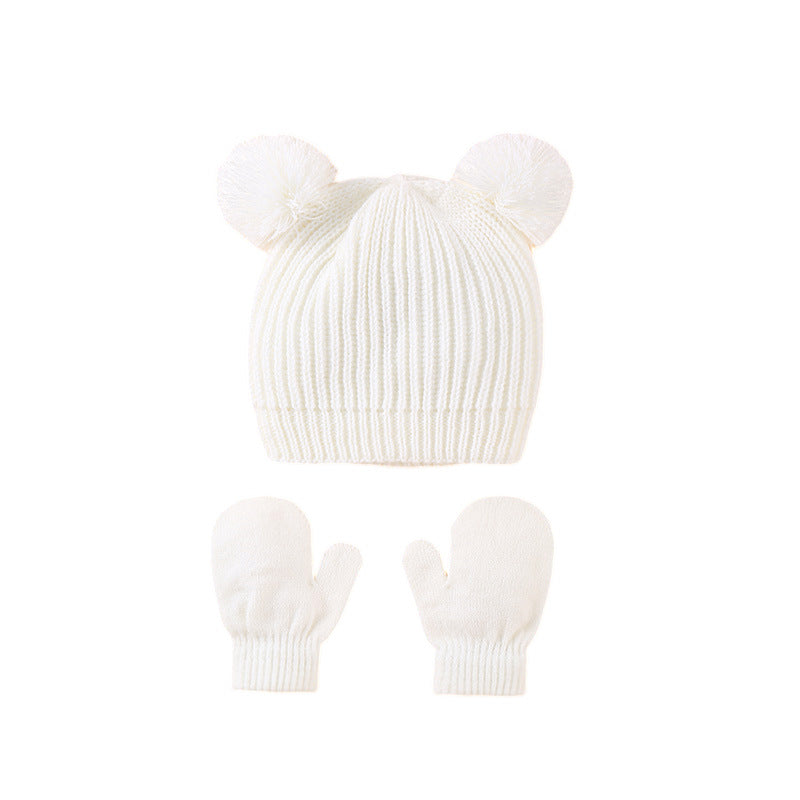 Wholesale Children's Hat Knitted Hat Set Cute Double Ball Wool Polyester Baby Hat 10pcs