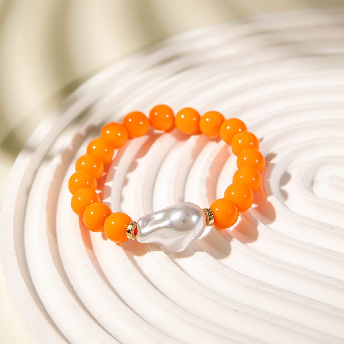 Wholesale fresh dopamine shaped imitation pearl color summer bracelet