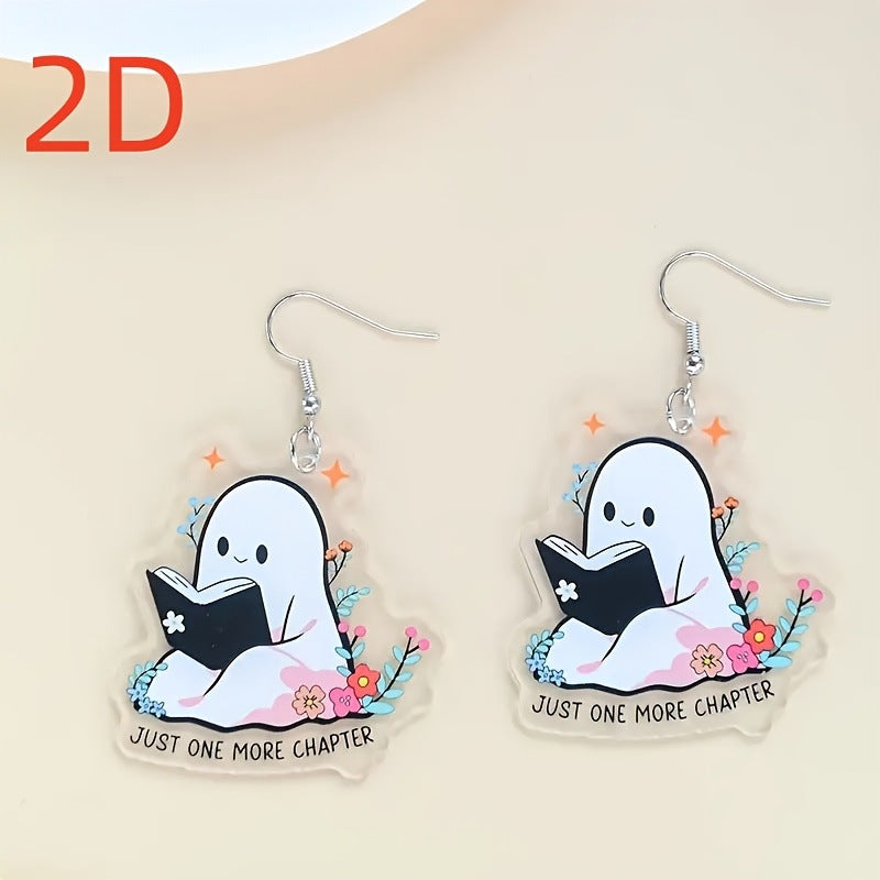 Wholesale Acrylic White Ghost Cartoon Earrings Chic Fashion Jewelry Accessory For Everyday Wear
