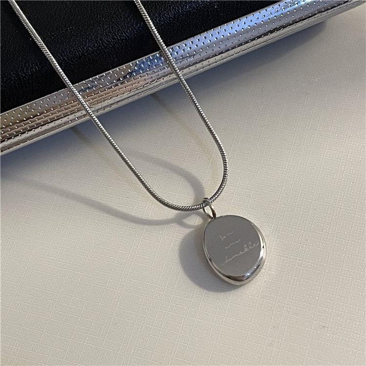 Wholesale Gold Alphabet Oval Pendant Titanium Steel Necklaces