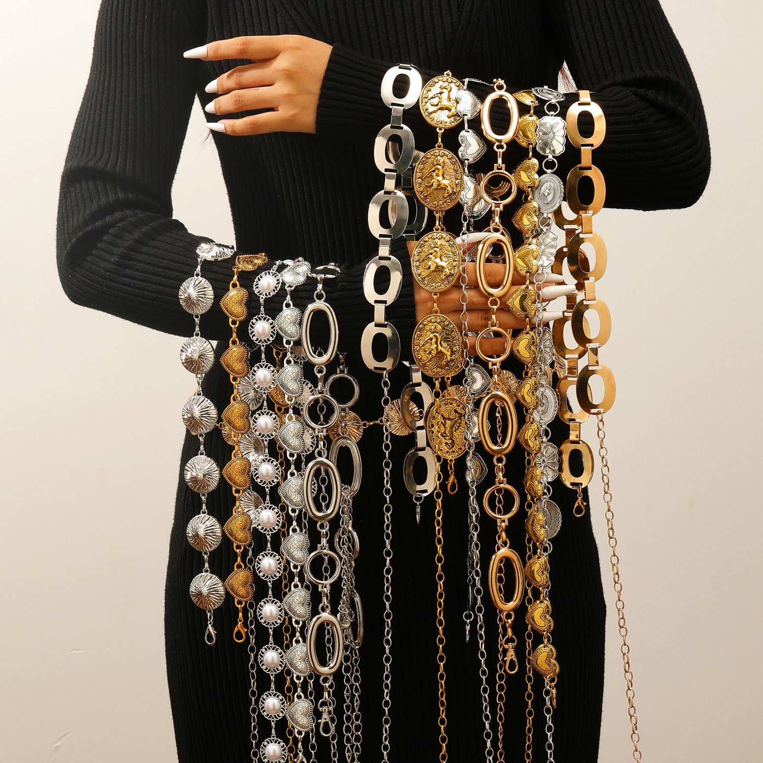 Wholesale Bohemian Heart Tassel Waist Chain Gold Metal Belt For Women S Dress Stylish Casual Accessory