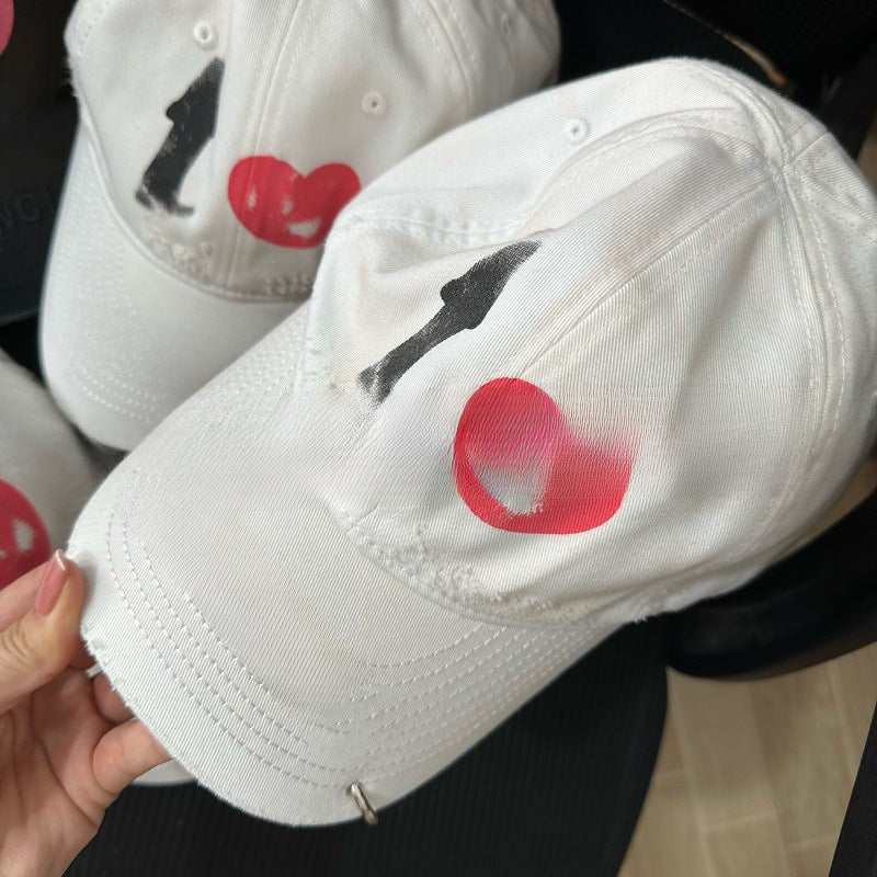 Wholesale Valentine's Day limited summer new I LOVE printed iron buckle edging dirty baseball cap