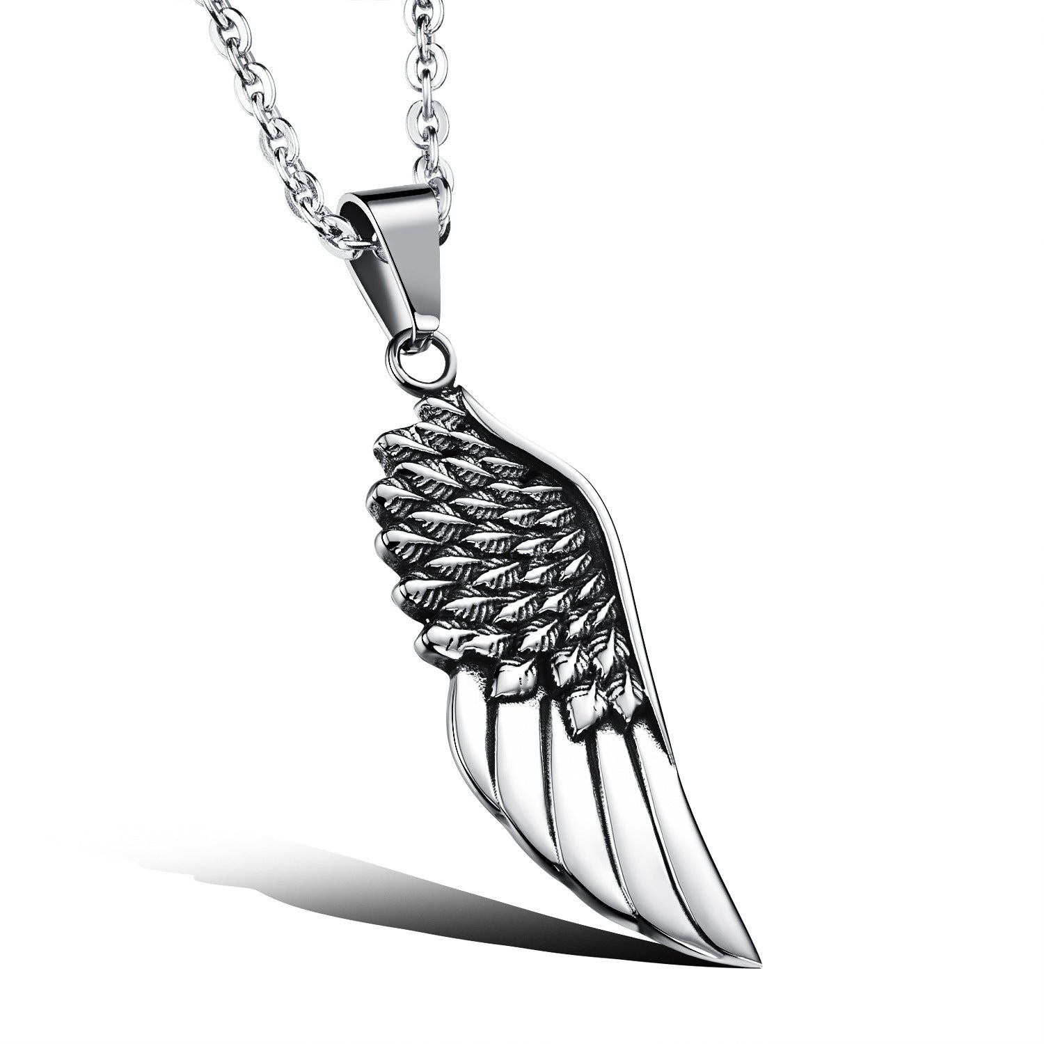 Wholesale Wings Titanium Steel Necklace Hip Hop All-match Angel Wing Pendant