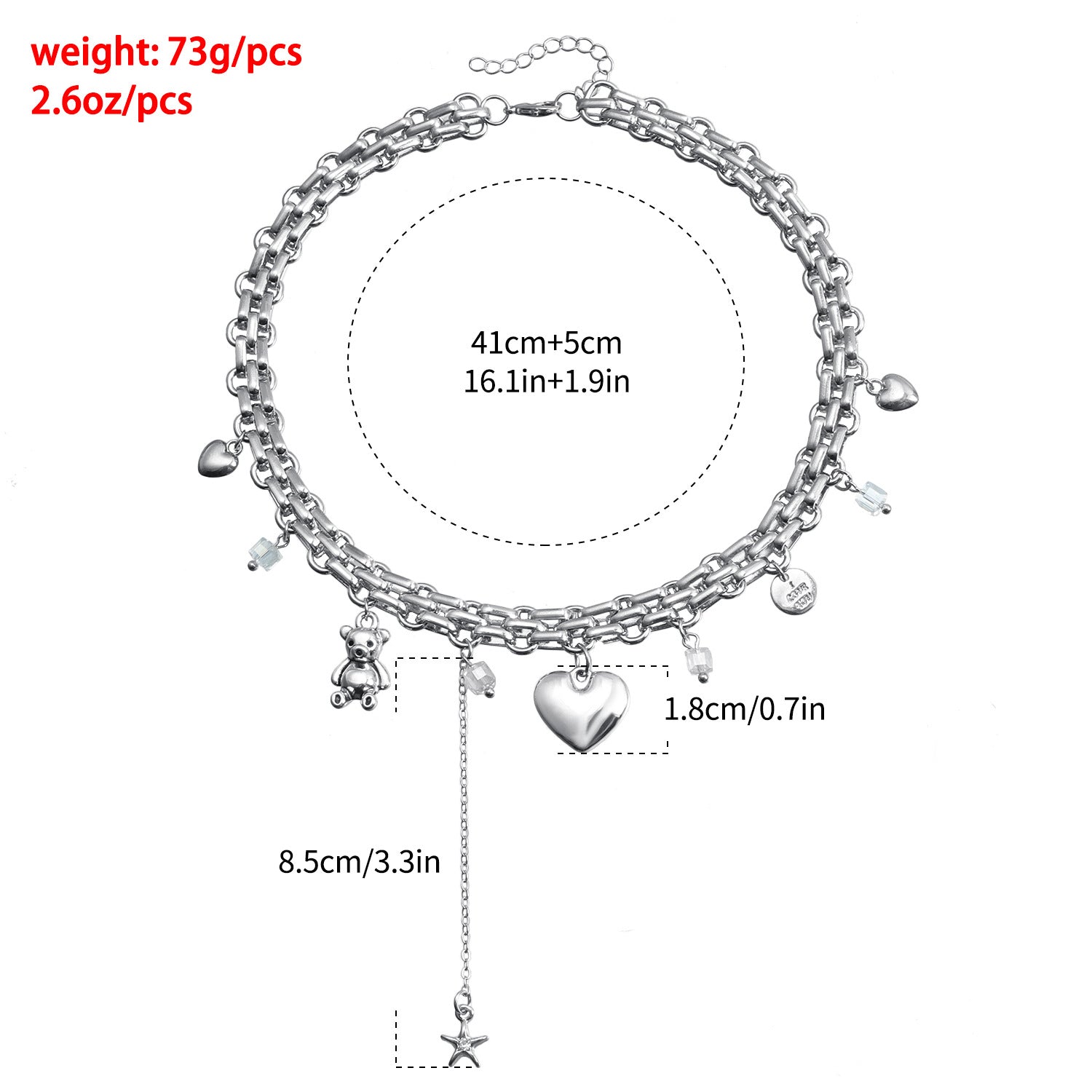 Wholesale Valentine' s Day love bear element necklace