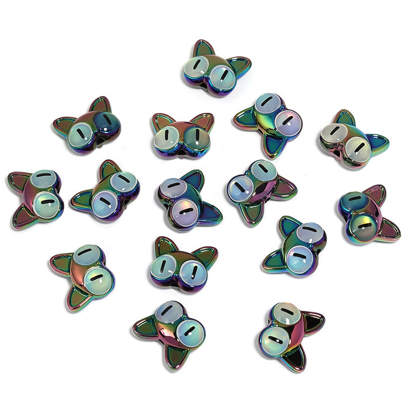 Wholesale 50pcs Cute Night Cat Acrylic Cartoon Double-sided Cat's Eye DIY Beads