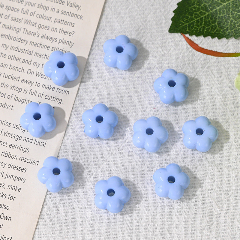 Wholesale 10pcs 14mm Macaron-colored Acrylic Flower Acrylic Beads