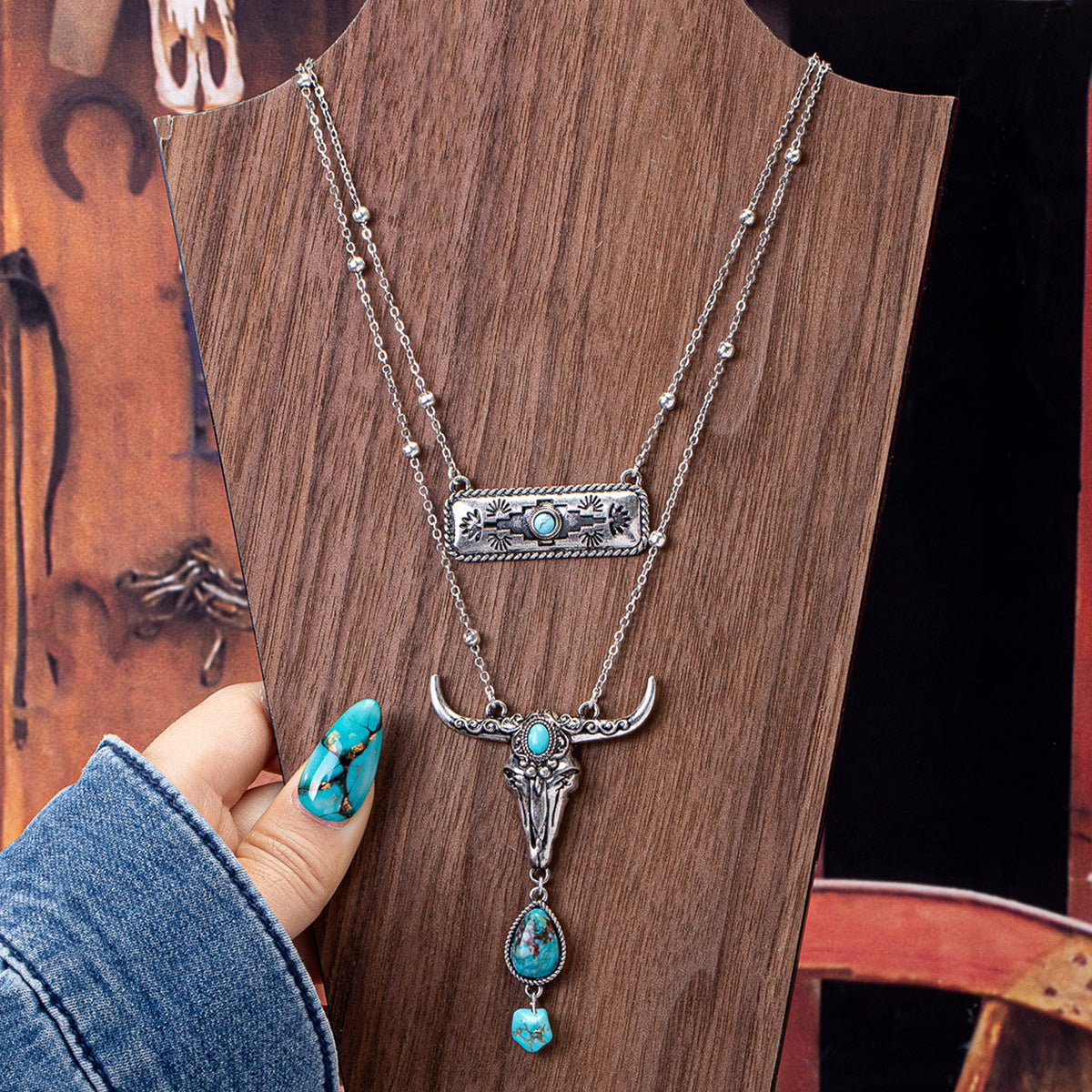 Wholesale Western style turquoise necklace