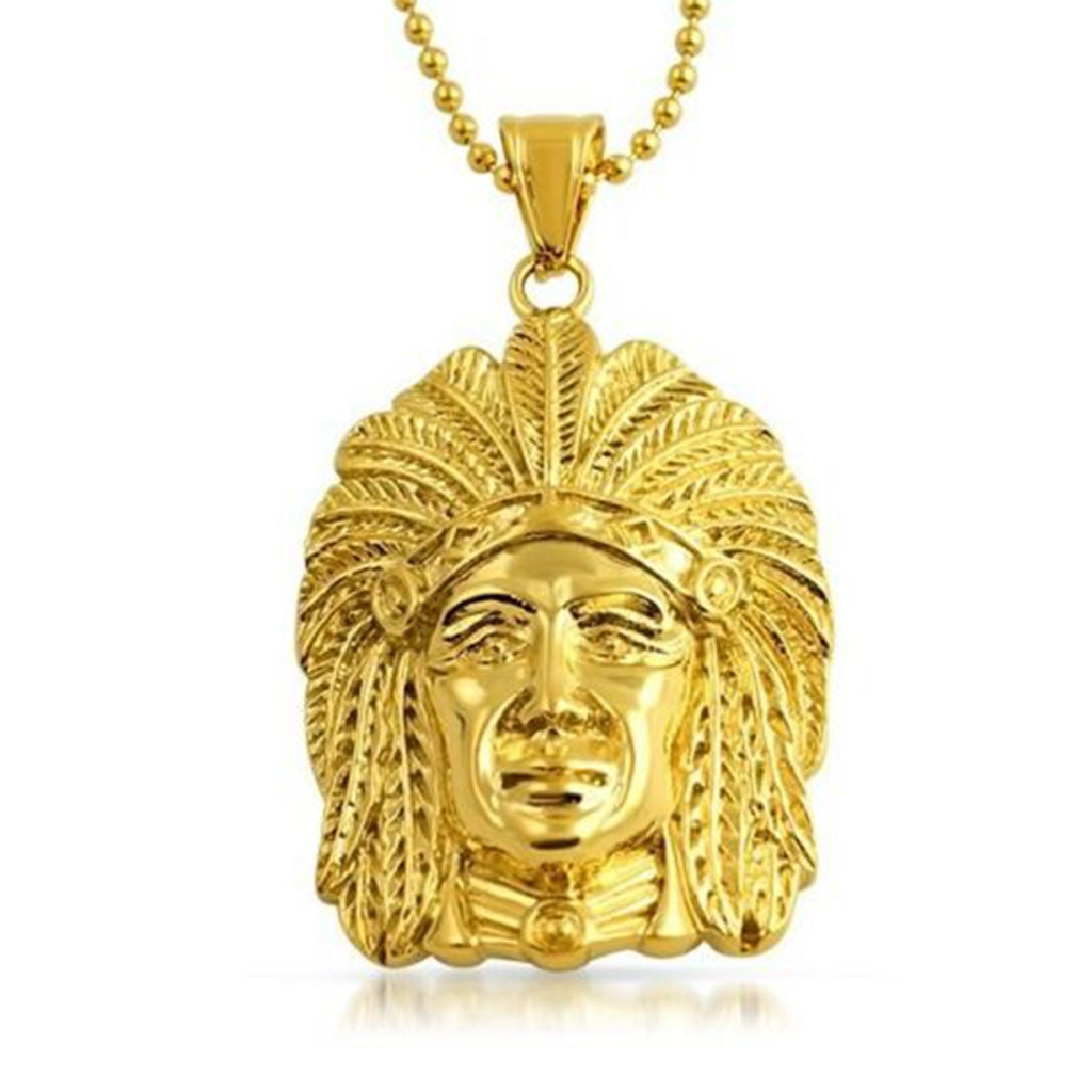 Wholesale Hip Hop Style Indian Pendant Stainless Steel Gold Plated Jewelry Accessory For Everyday Wear And Boutique Resale