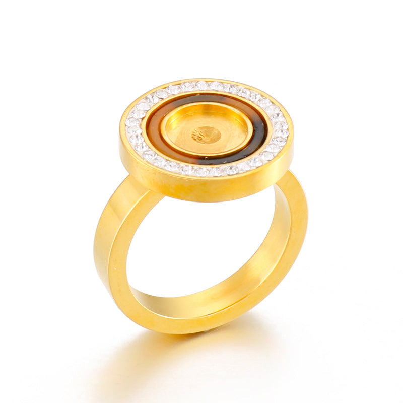 Wholesale 10PCS Stainless Steel Zircon Trimmed Men's Rings