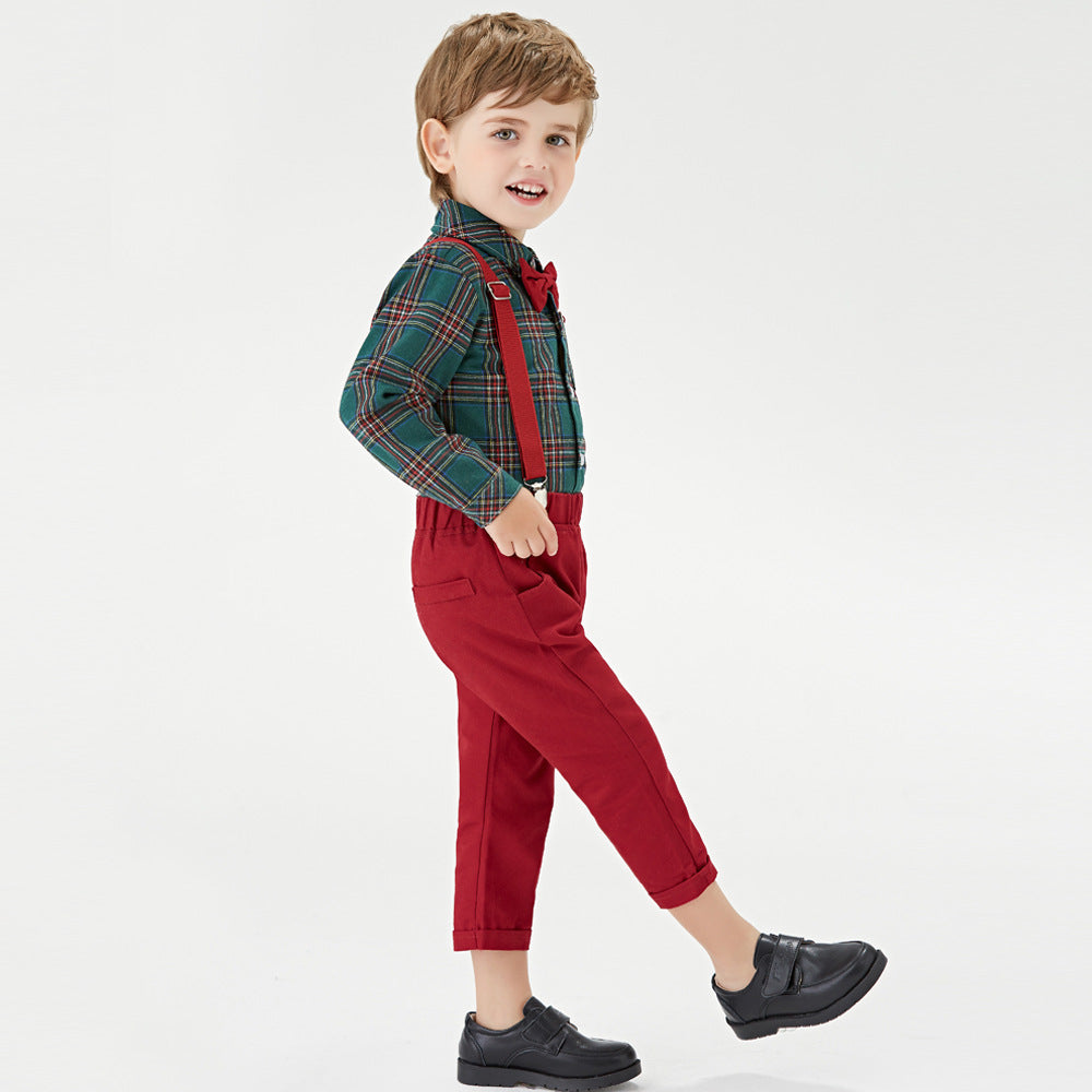 Wholesale Children's Cotton Long Sleeved Plaid Shirts and Gentlemen's Clothing