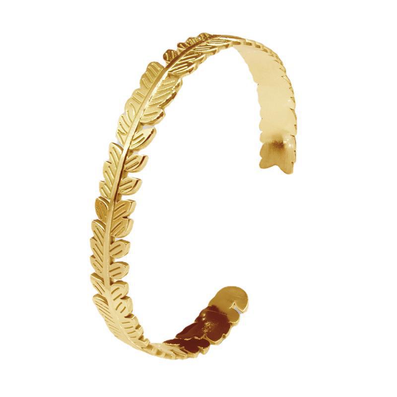 Hoja del árbol al por mayor C de forma de acero inoxidable ajustable brazalete de titanio