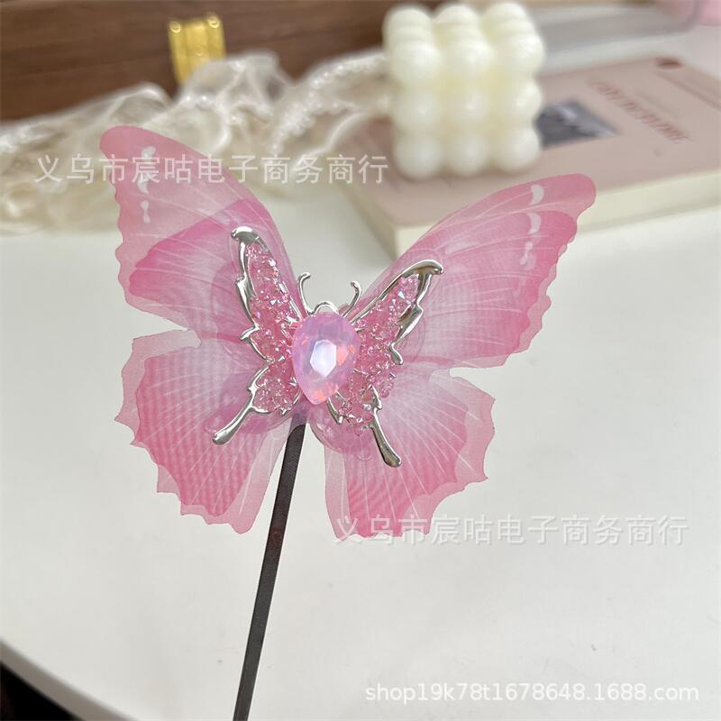 Wholesale  2pcs Big Butterfly Acrylic Alloy Adhesive Drill Handmade Through Hole