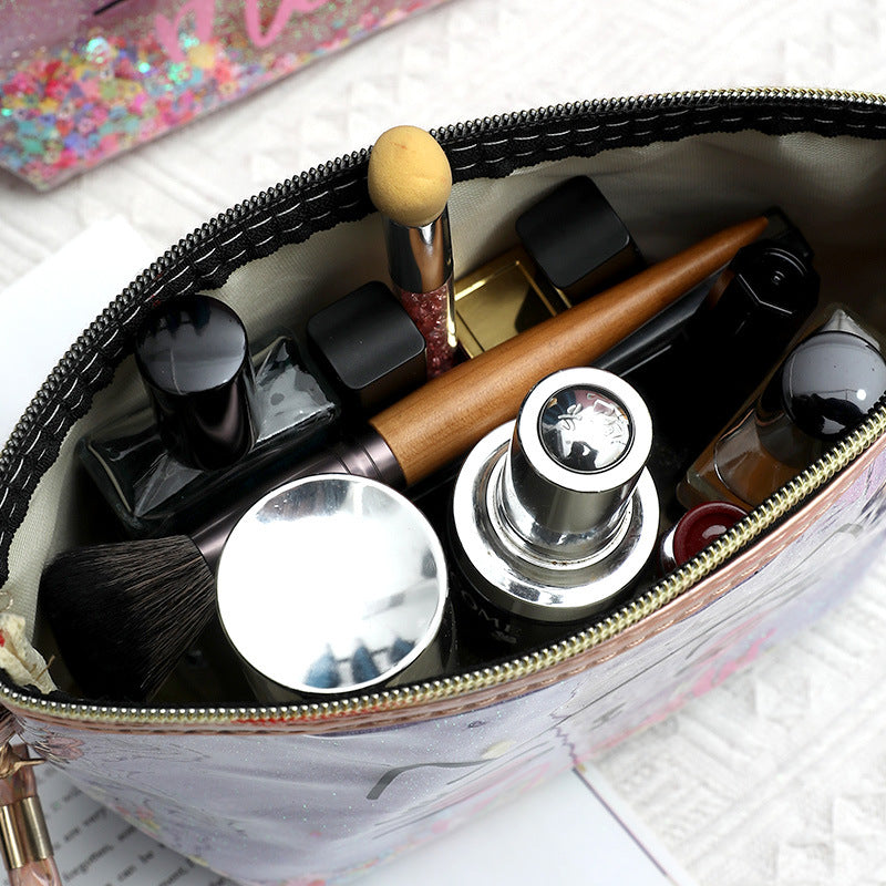 Wholesale Cat cartoon cosmetic bag quicksand pencil case cosmetic bag