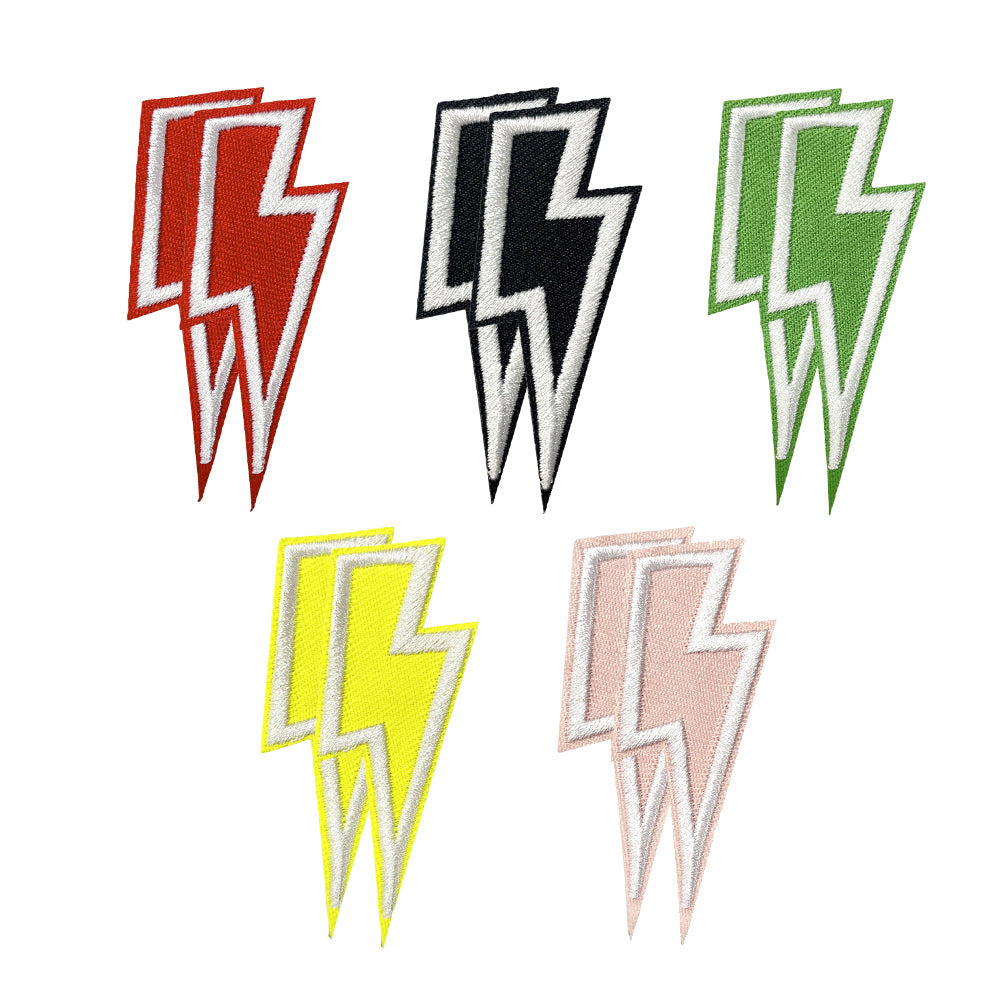 Wholesale Iron On Embroidery Patch Black Lightning Design For DIY Clothing And Hats Boutique Fashion Accessory