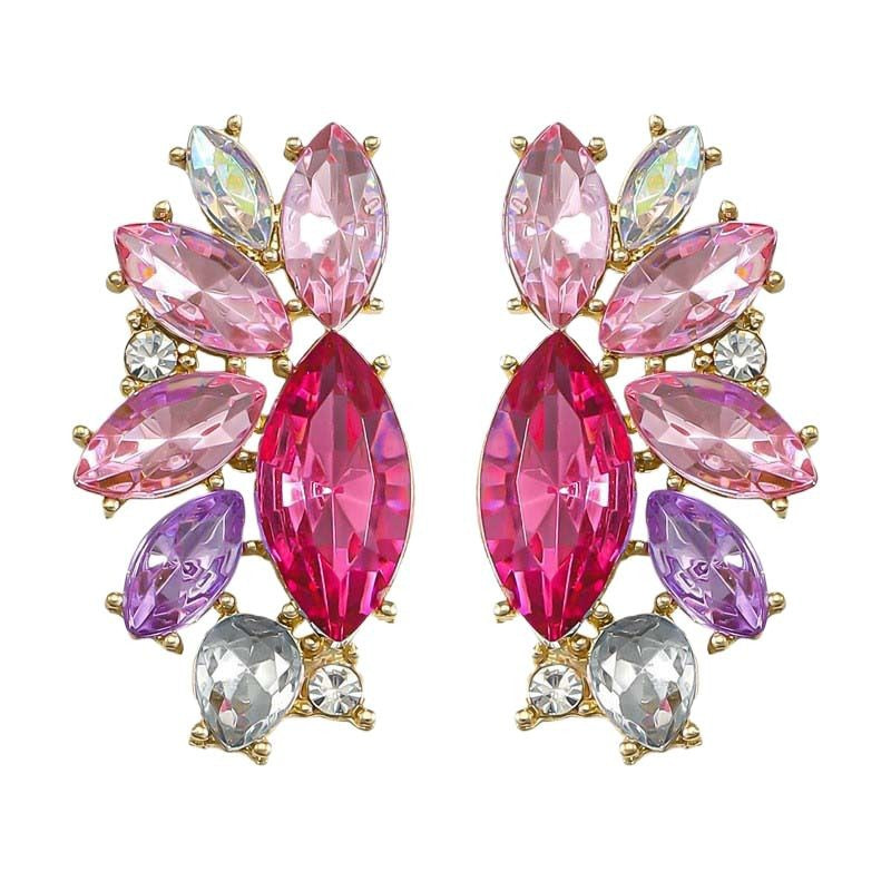 Wholesale Geometric Water Drop Love Petals Leaves Diamond Earrings