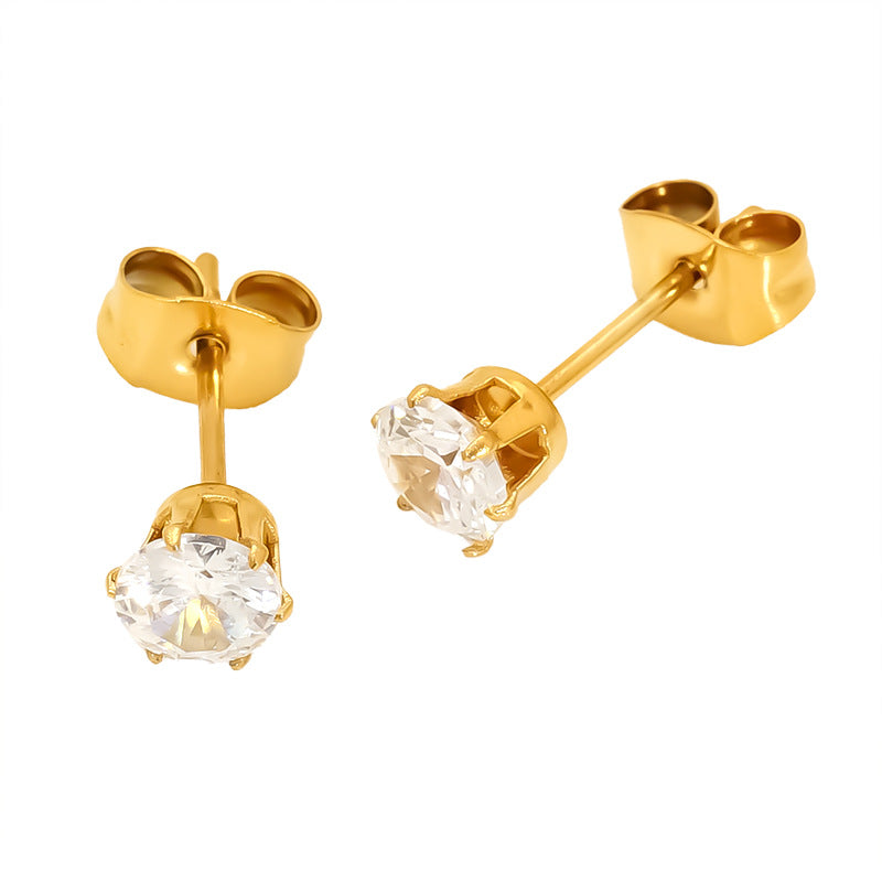 Wholesale Titanium Steel Zircon Pearl Steel Bead Earrings Niche Versatile Light Luxury Earrings
