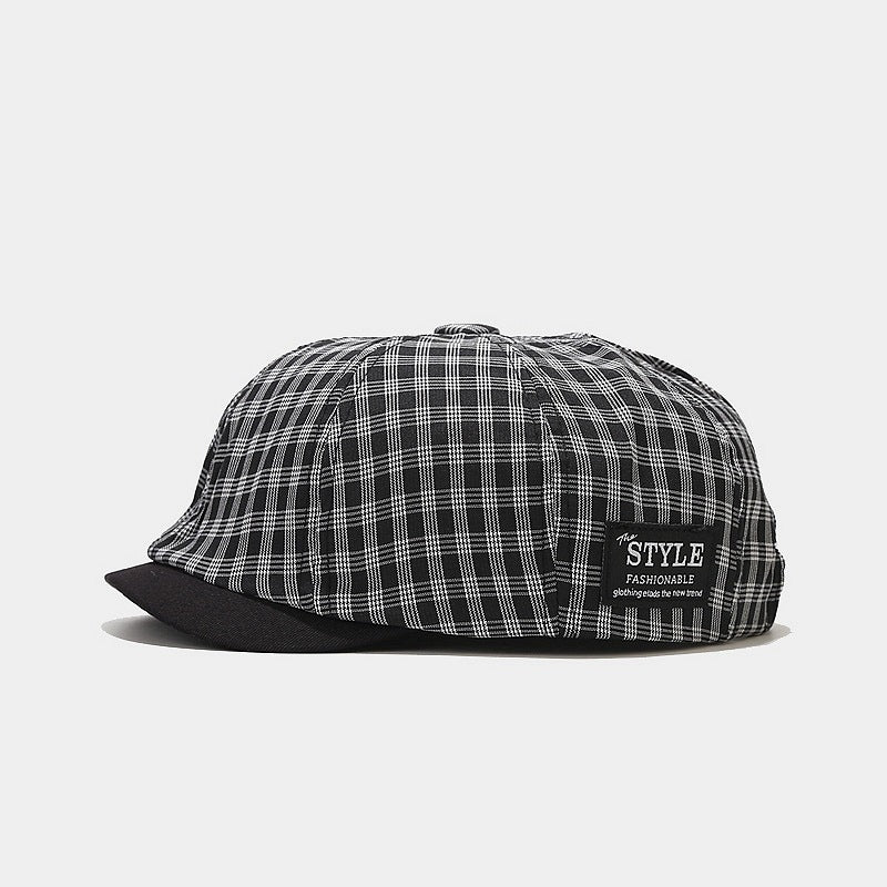 Wholesale Cotton Vintage Plaid Patch Octagonal Hat