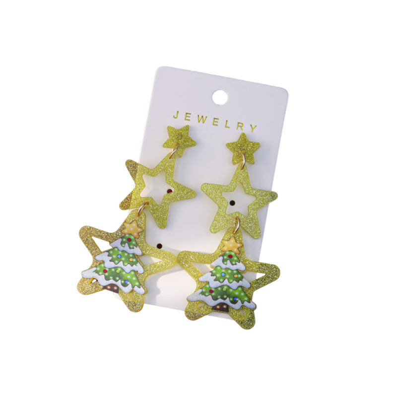 Wholesale Colorful Stars Christmas Acrylic Earrings