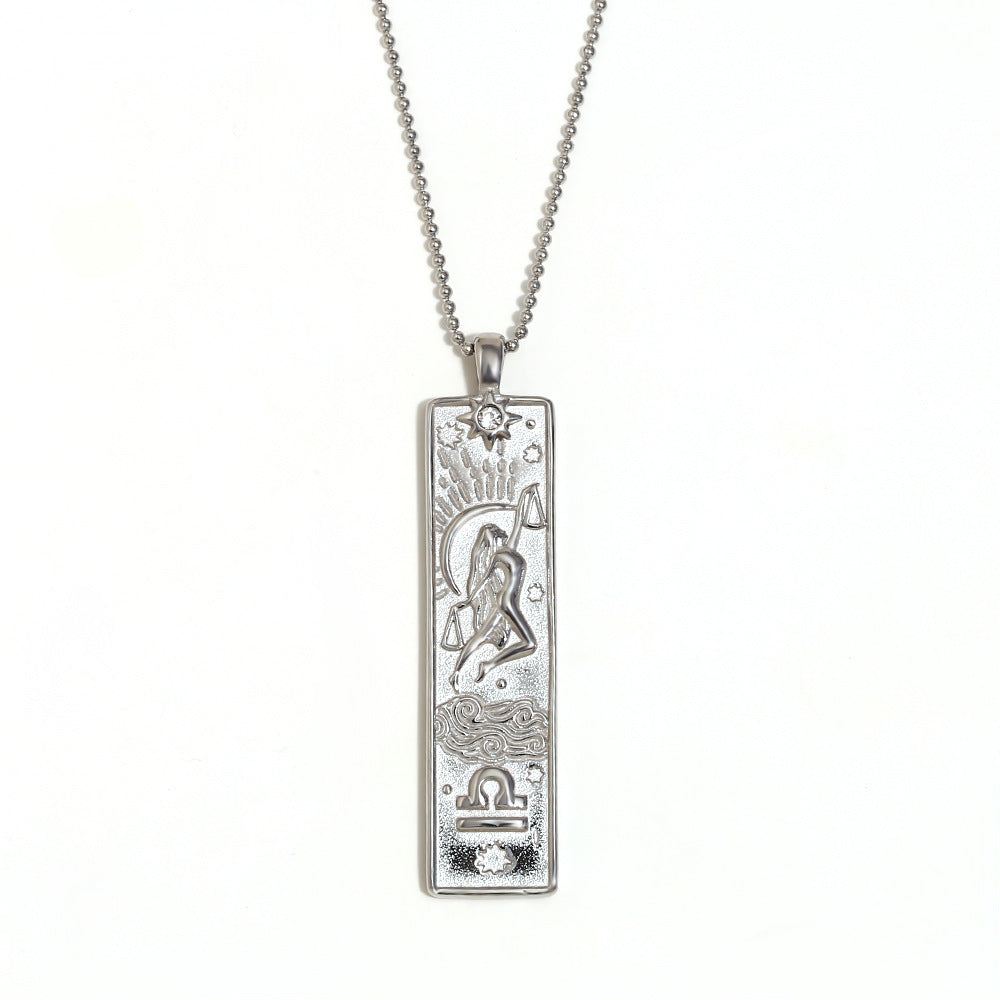 Wholesale Stainless steel plated square twelve zodiac sign necklace