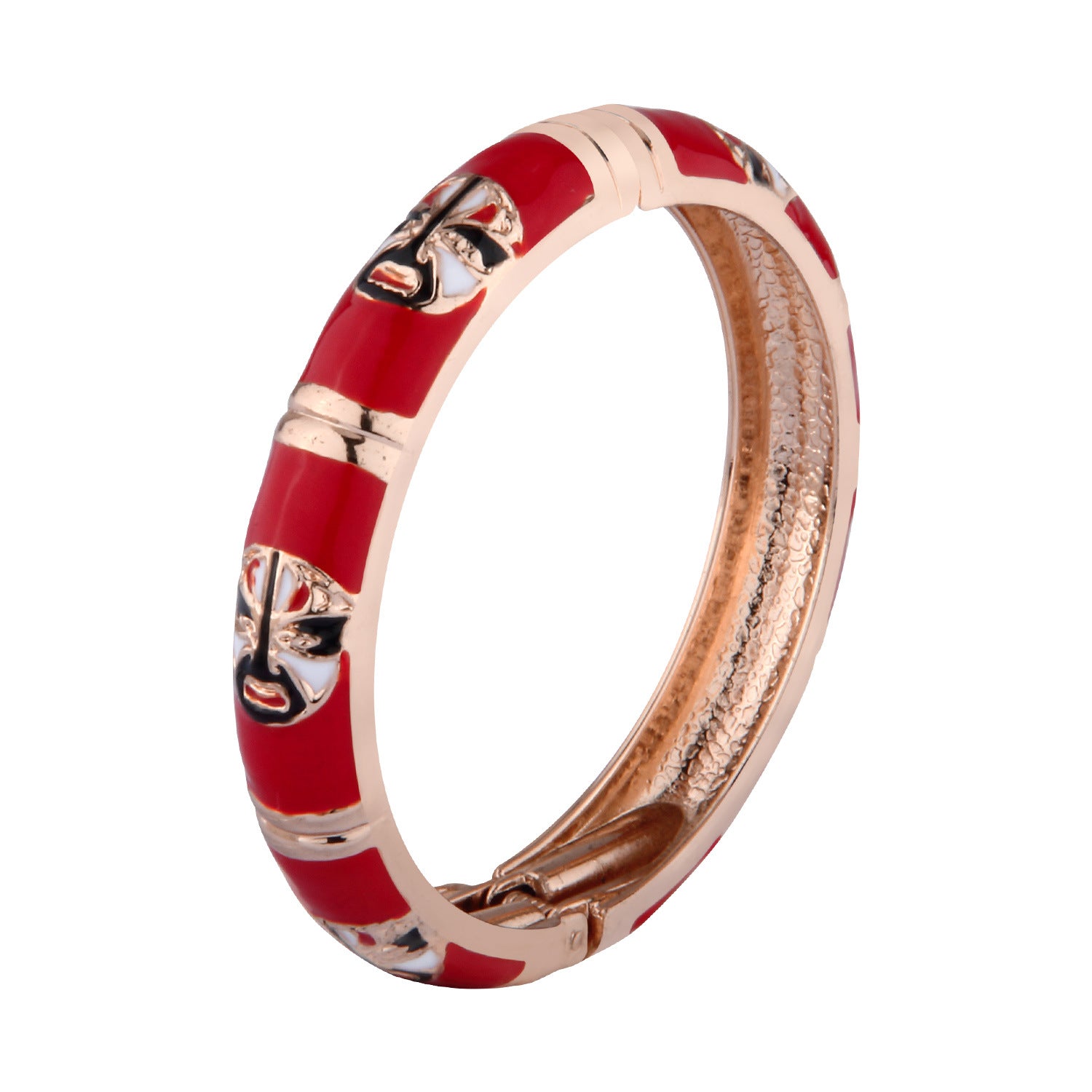 Wholesale Cloisonne Drip Oil Peking Opera Mask Enamel Opening Alloy Bracelet