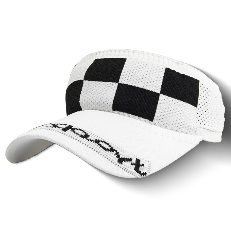 Wholesale Empty Top Hat Sun Protection Breathable Plaid Polyester Sun Hat