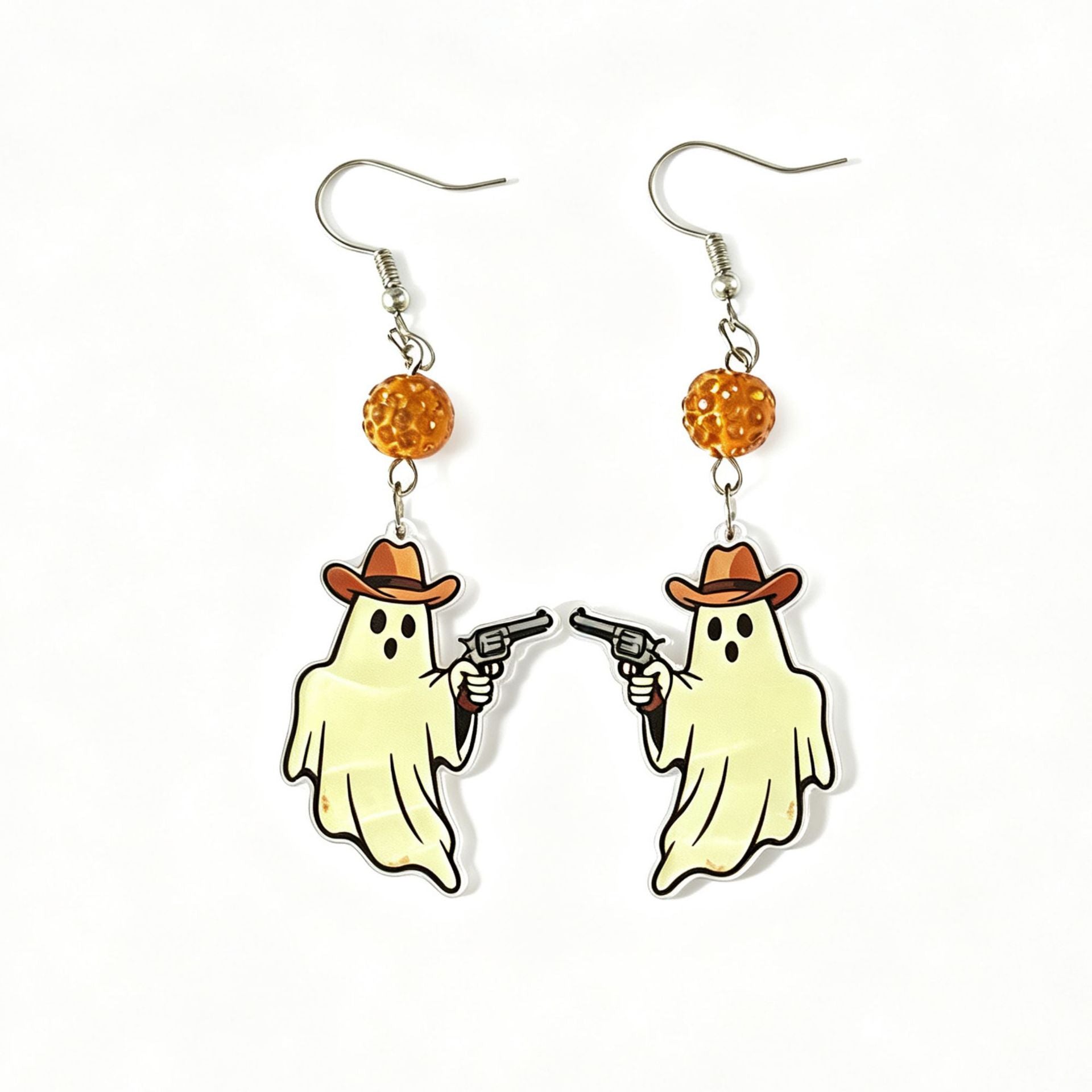 Wholesale Acrylic  Ghost Earrings Trendy Cartoon Cowboy Ghost Dangle Earrings For Party Wear And Boutique Resale