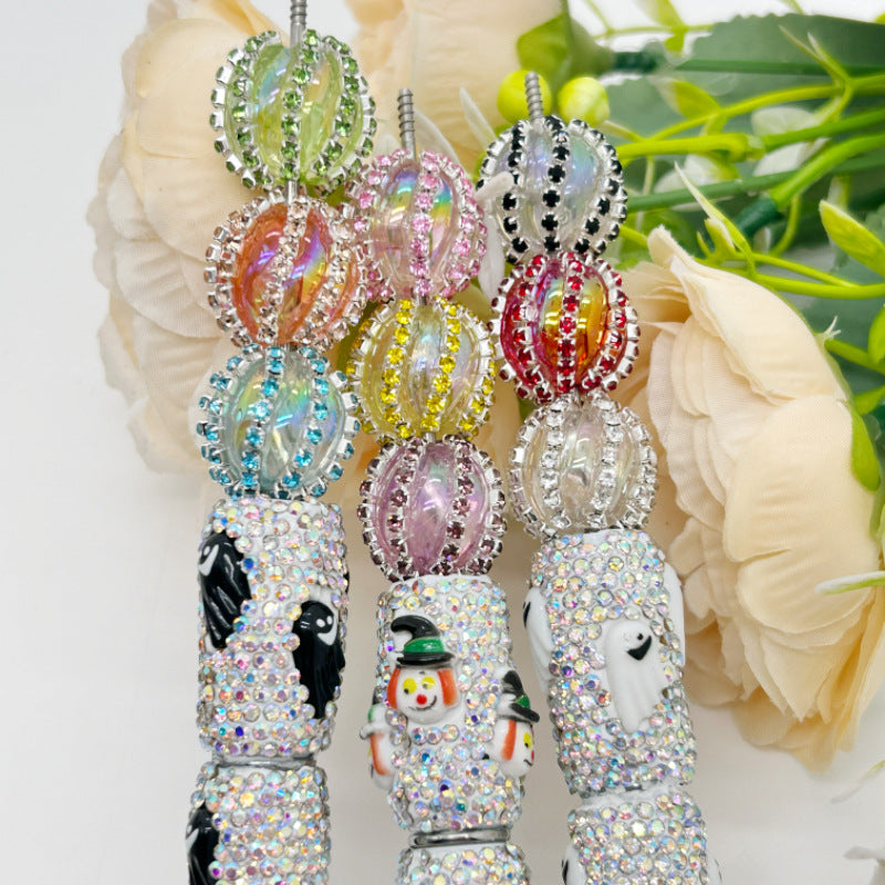 Wholesale 20pcs Diamond Chain Pumpkin Colorful Lantern Acrylic Beads