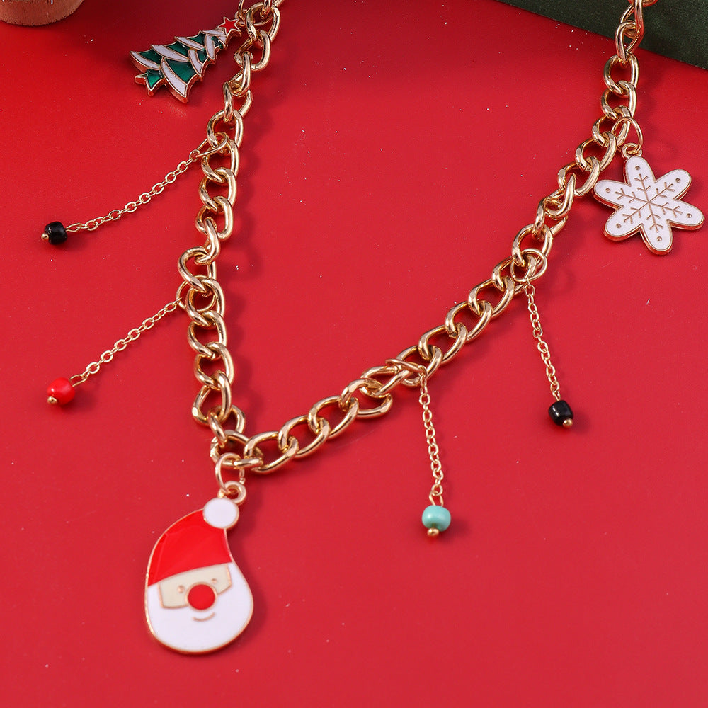Wholesale Alloy Dripping Oil Necklace Santa Claus Christmas Tree Snowflake Temperament  Necklace