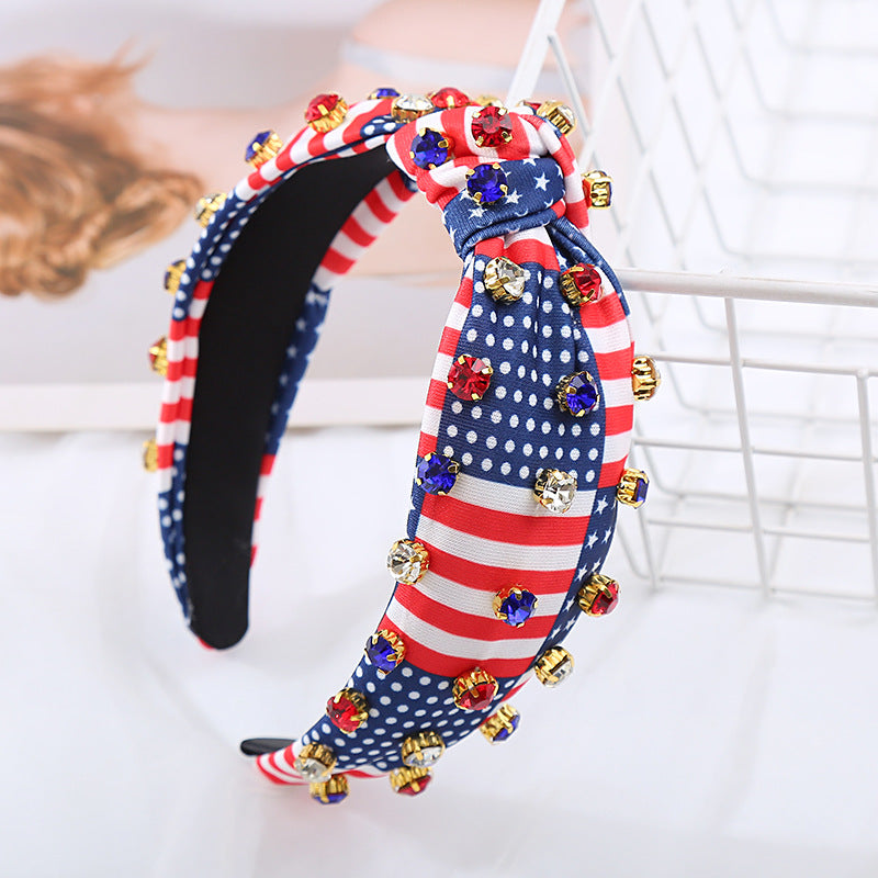 Wholesale Wide Edge Knotted Fabric Love Rhinestone Headband